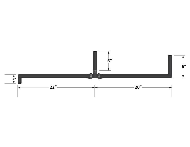 Fleece Universal preformed 5/8" hose with 90 degree ends and T-fitting